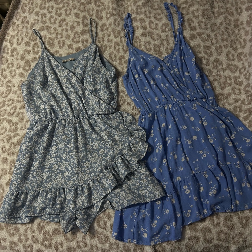 Alter’d State Floral Wrap Dresses - Light Blue romper